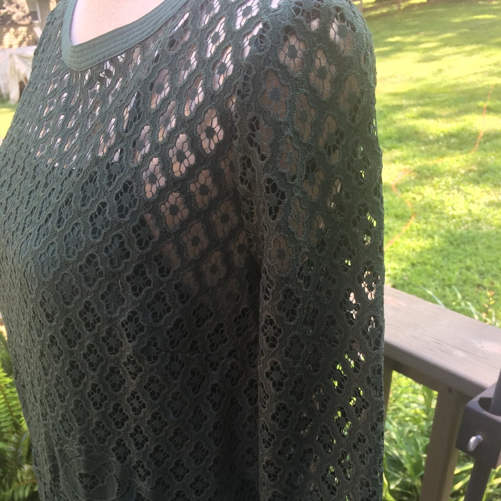 LOFT Hunter Green Lace Shift Dress - Picture 5 of 6